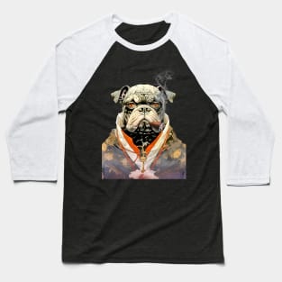 Cigar Smoking Bulldog: Nothing Bothers Me When I'm Smoking a Cigar on a dark (knocked out) background Baseball T-Shirt